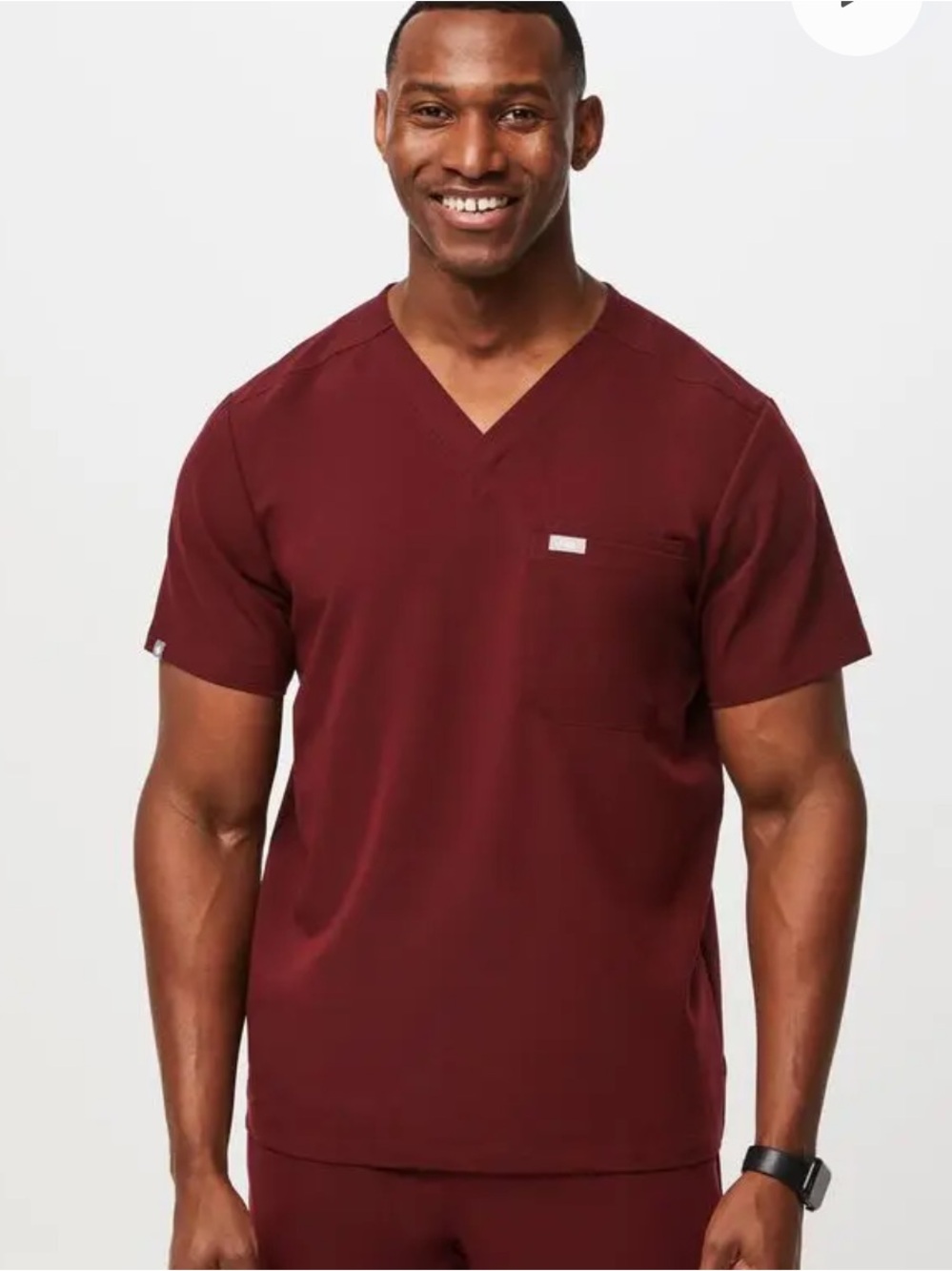 Figs Leon Men's Burgundy V-Neck Scrub Top size Large
